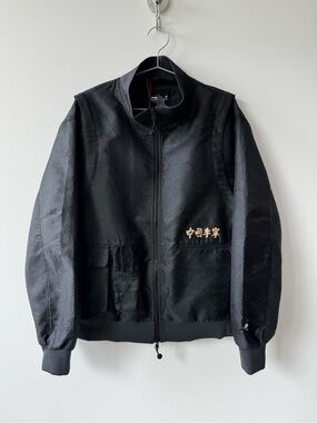 Staple Pigeon x Lin-Ning Black Bomber Jacket with Removable Sleeves - Size XL
